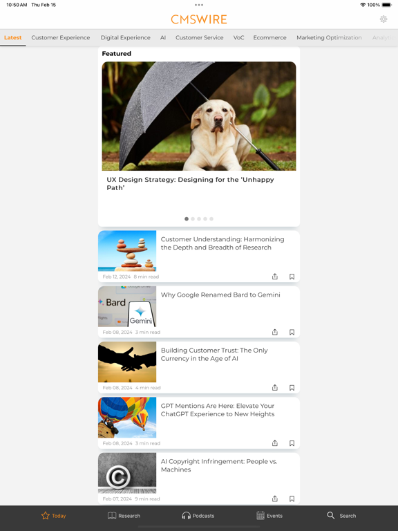 CMSWire iPad  Screenshots