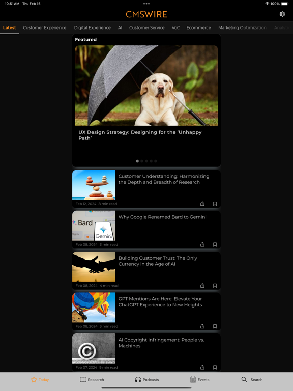 CMSWire iPad  Screenshots