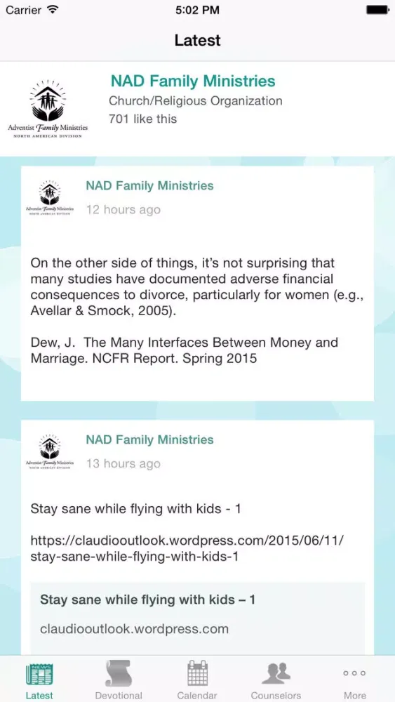 Captures d'écran de NAD Family Ministries