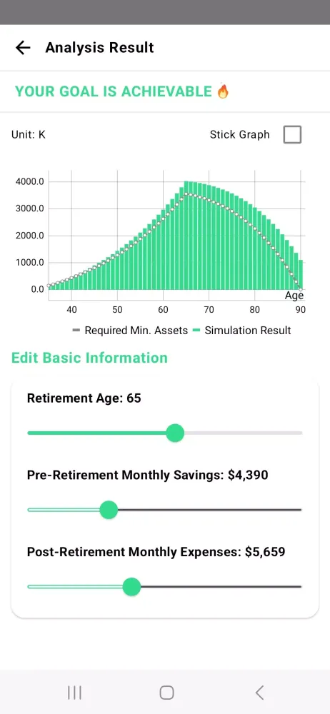 Retirement Calculator Screenshots