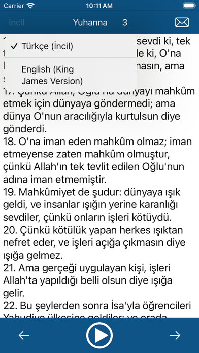Tangkapan layar İncil'i dinle