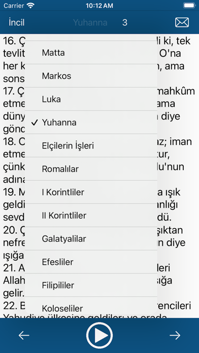 Tangkapan layar İncil'i dinle