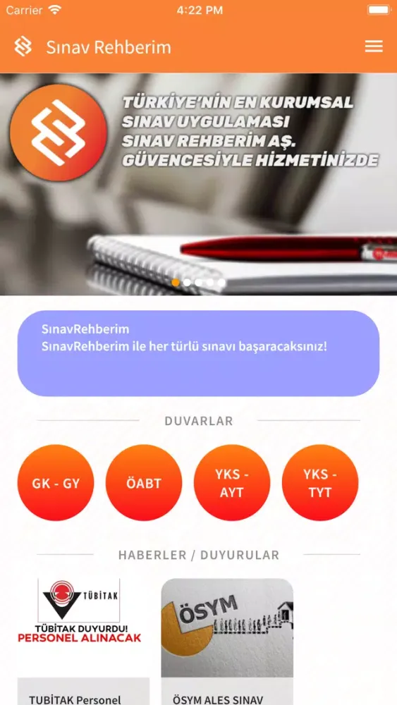 Sınav Rehberim Ekran Görüntüleri