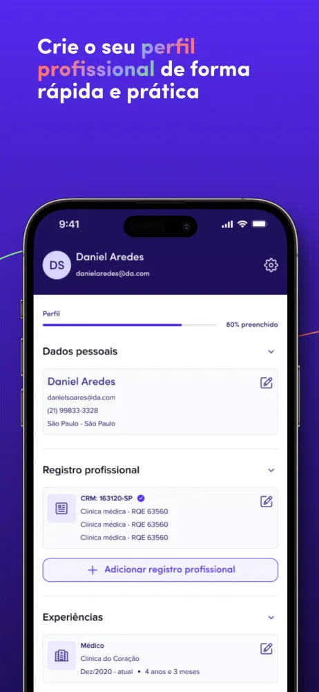 Capturas de tela do Sinaxys: Carreiras na Saúde