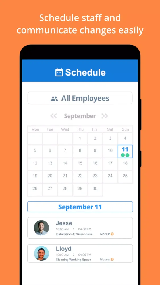 Zrzuty ekranu SINC: Employee Time Clock