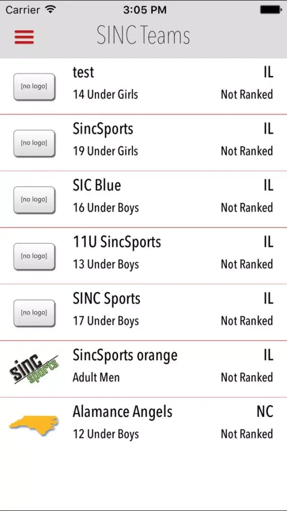 Screenshot di NC USSSA
