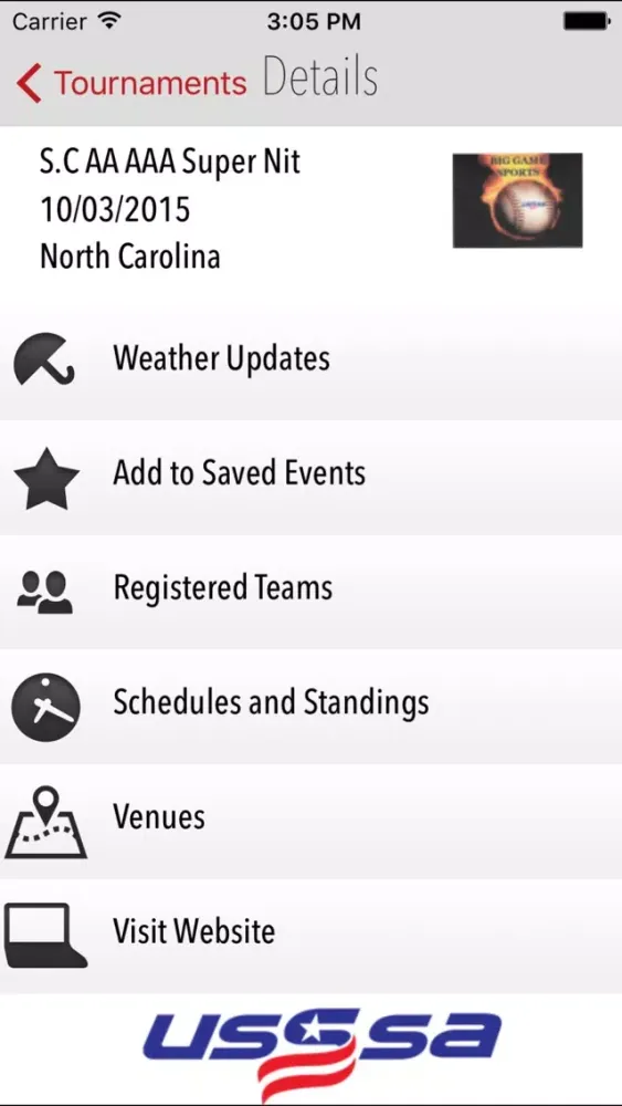 Screenshot di NC USSSA