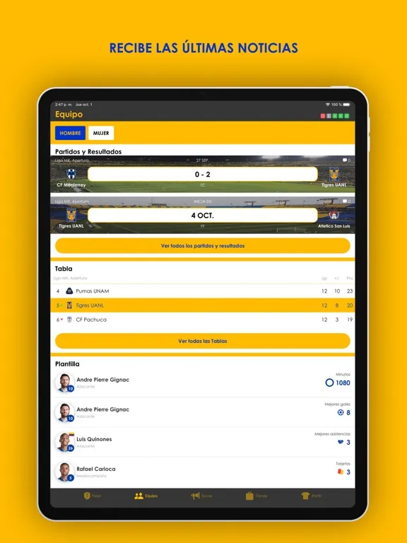 Capturas de pantalla de Tigres iPad 