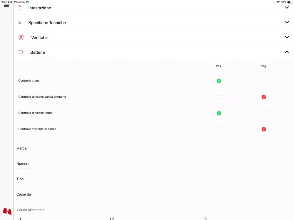 Tangkapan layar Interventi tecnici Hoffmann iPad 
