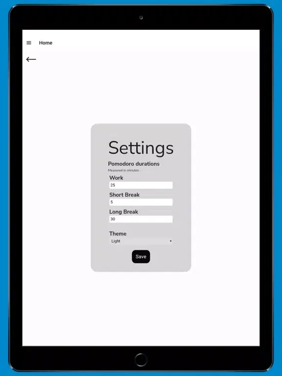 Ảnh chụp màn hình của Pomodoro Works iPad 