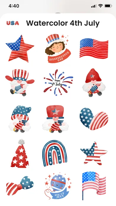 Watercolor 4th July Stickers Screenshots