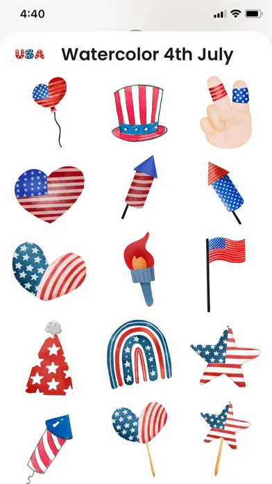 Watercolor 4th July Stickers Screenshots
