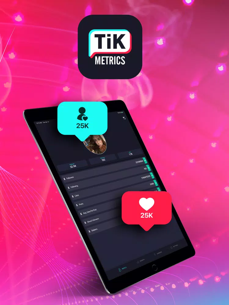 Tik Metrics - Likes & Fans iPad  Screenshots