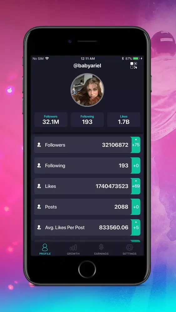 ภาพหน้าจอของ Tik Metrics - Likes & Fans