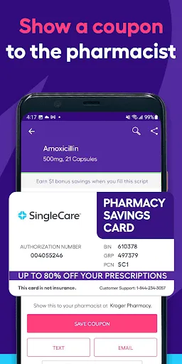 Tangkapan skrin SingleCare - Rx Coupons