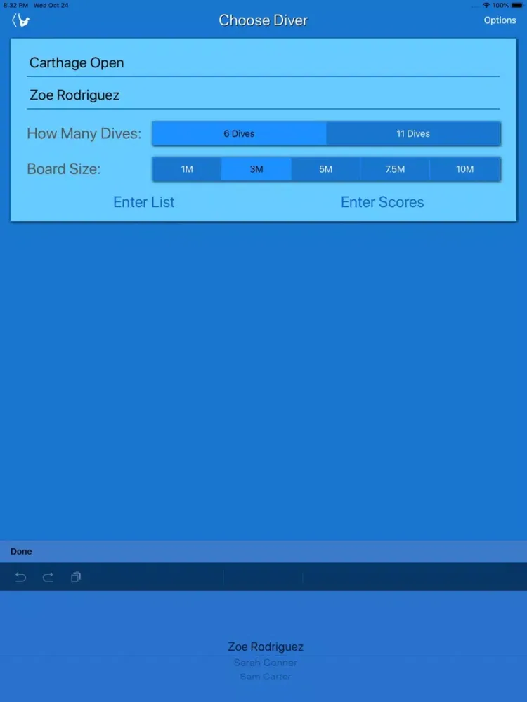 Ảnh chụp màn hình của Score My Dive iPad 