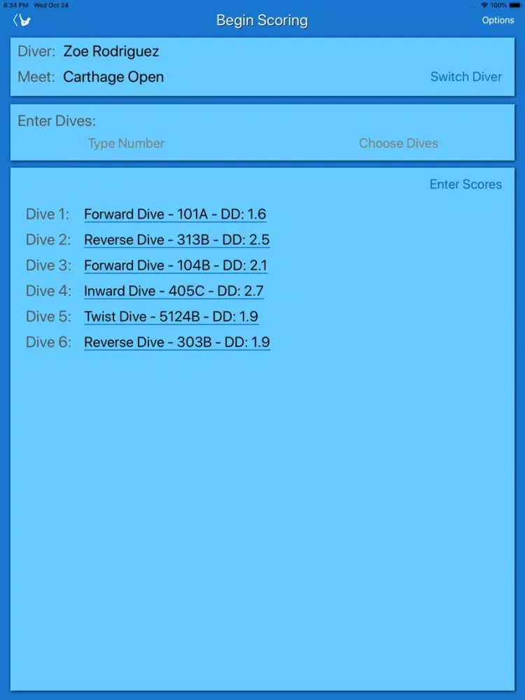 Ảnh chụp màn hình của Score My Dive iPad 