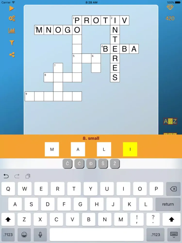Tangkapan layar World Cross Word Croatian iPad 