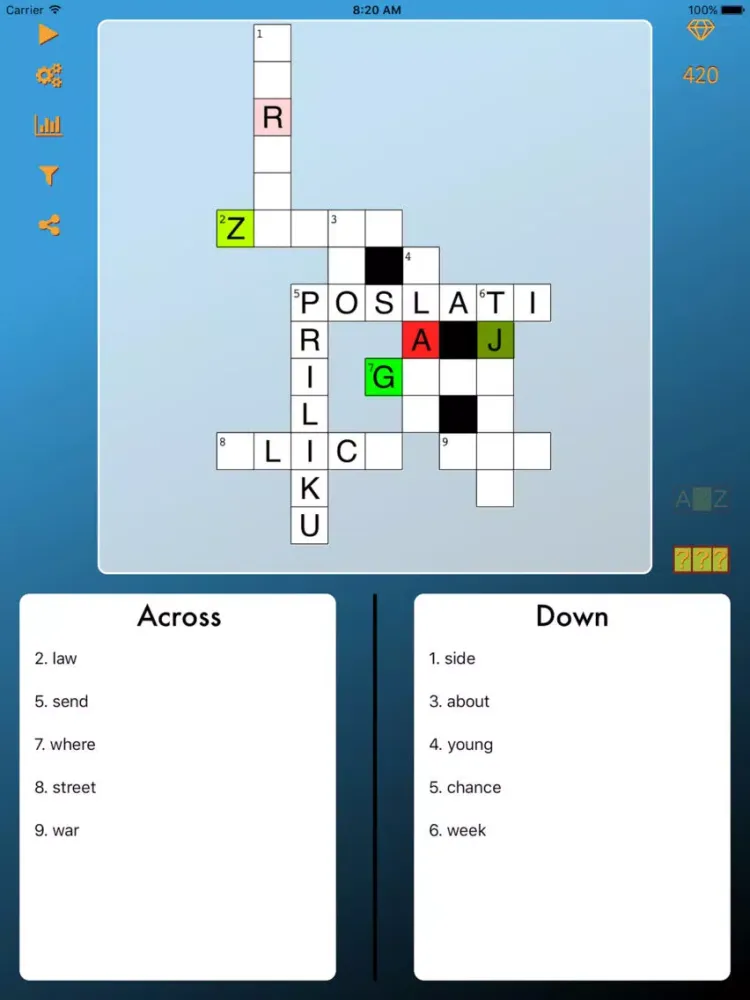 Tangkapan layar World Cross Word Croatian iPad 
