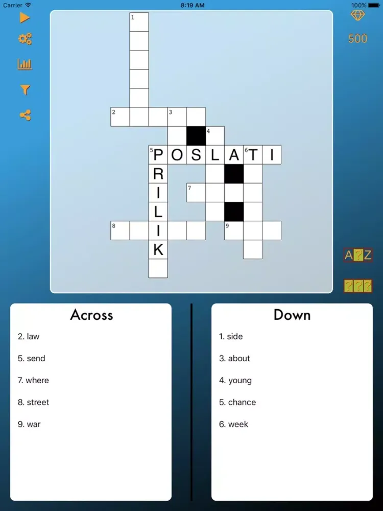 Tangkapan layar World Cross Word Croatian iPad 