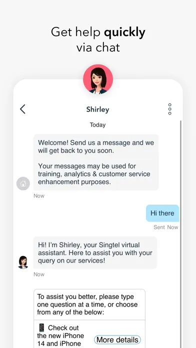 Ảnh chụp màn hình của My Singtel app