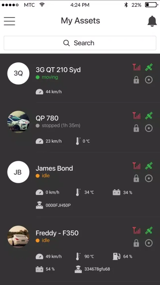 Capturas de tela do QuikTrak