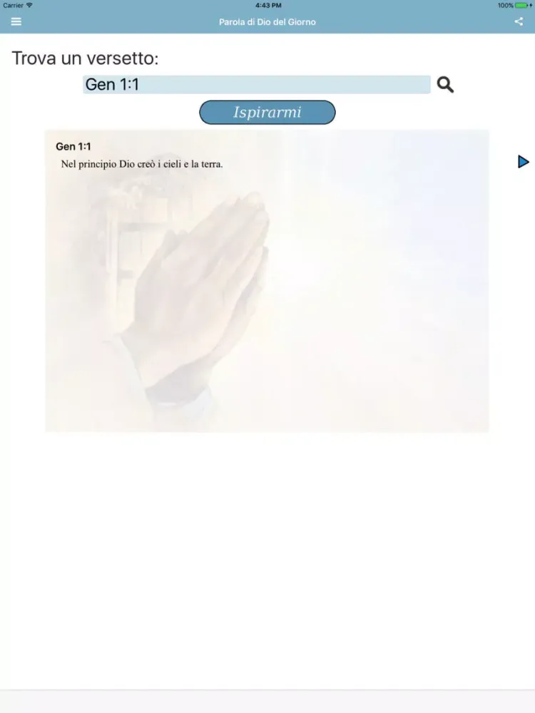 Tangkapan skrin Parola di Dio del Giorno Bibbia Nuova Riveduta iPad 