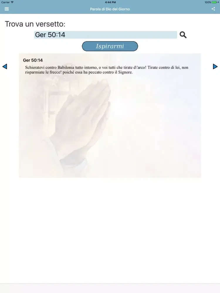 Tangkapan skrin Parola di Dio del Giorno Bibbia Nuova Riveduta iPad 