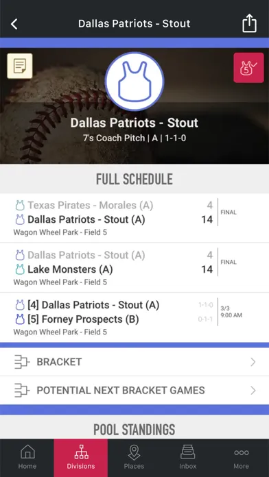 SportsEngine Tourney Screenshots