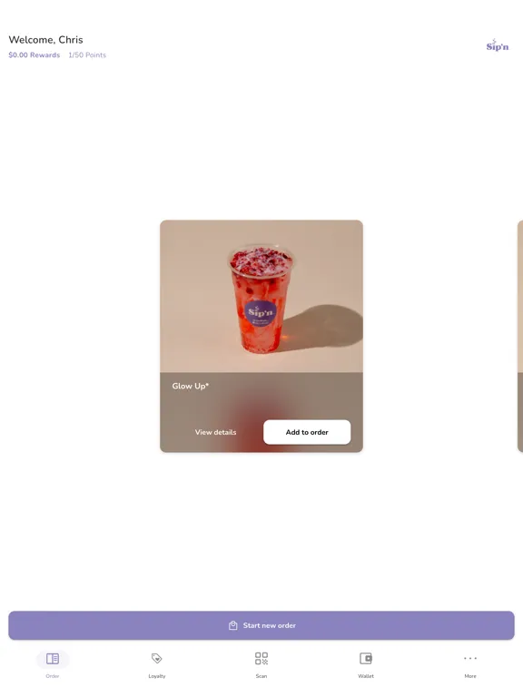 Ảnh chụp màn hình của Sip'n Specialty Drinks iPad 