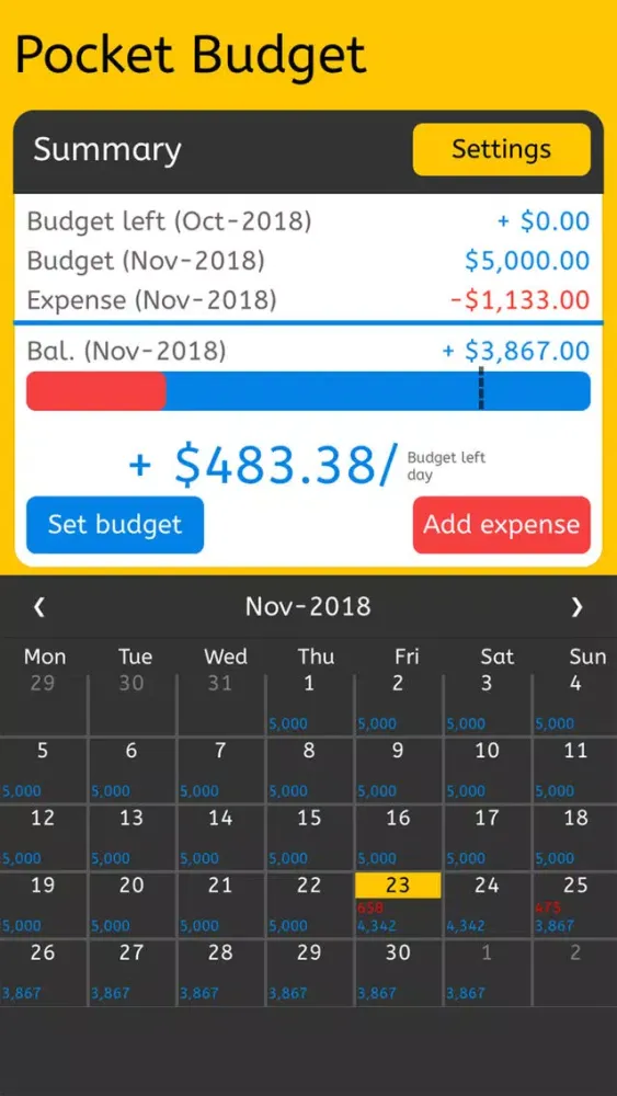 Tangkapan skrin Pocket Budget Tracker Lite