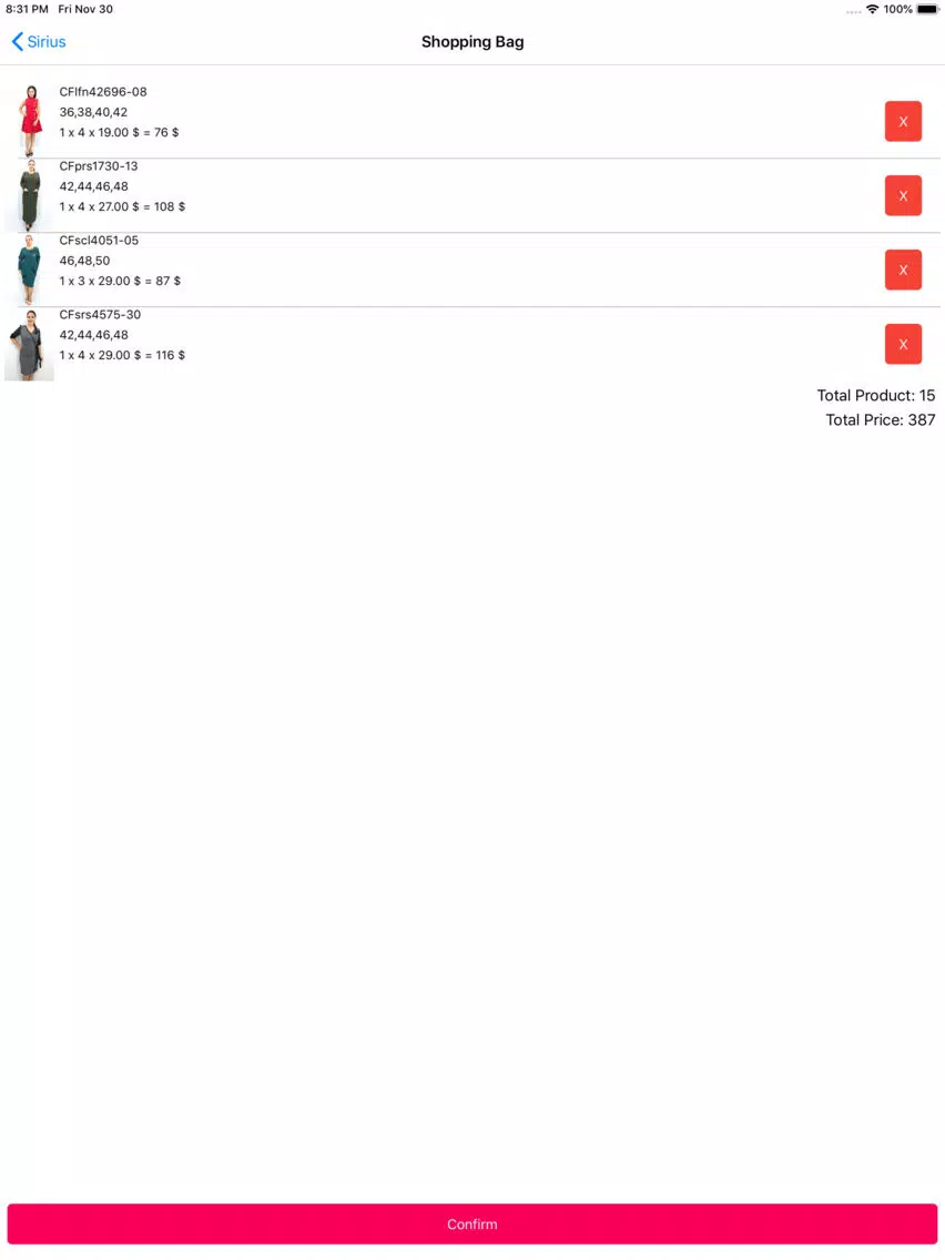 SiriusTextile iPad  Screenshots