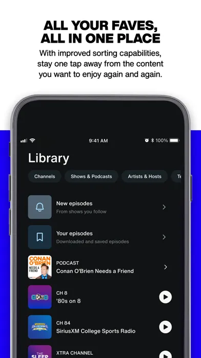 Tangkapan layar SiriusXM: Music, Sports & News