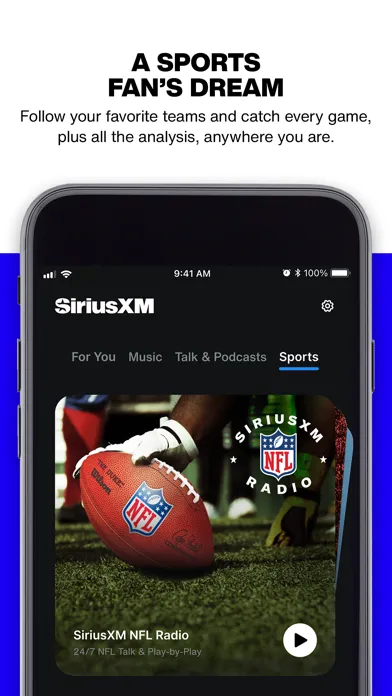 Tangkapan layar SiriusXM: Music, Sports & News