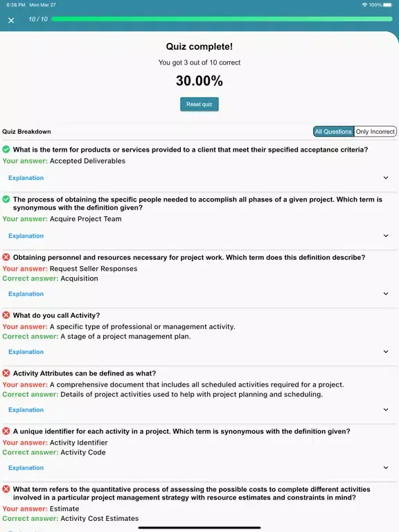 ภาพหน้าจอของ CAPMprep - CAPM Study Tool iPad 