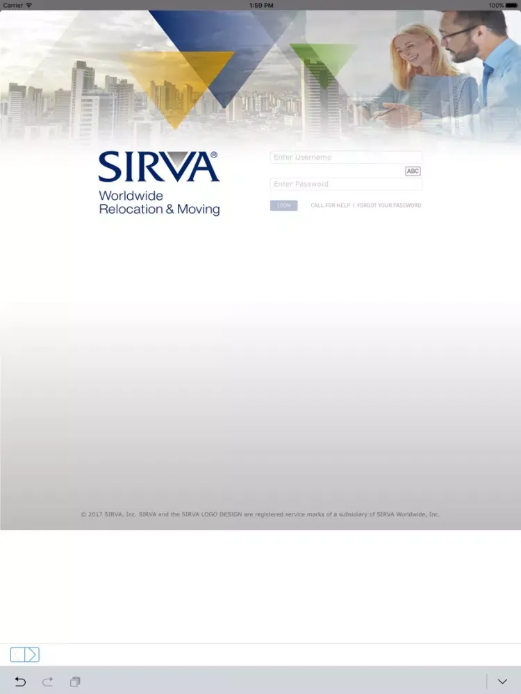 Tangkapan layar SIRVA Connect iPad 