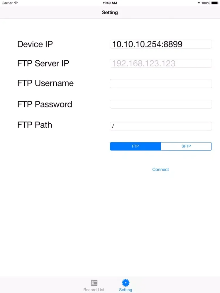 Ảnh chụp màn hình của SSI Dorado/Platino BLE iPad 