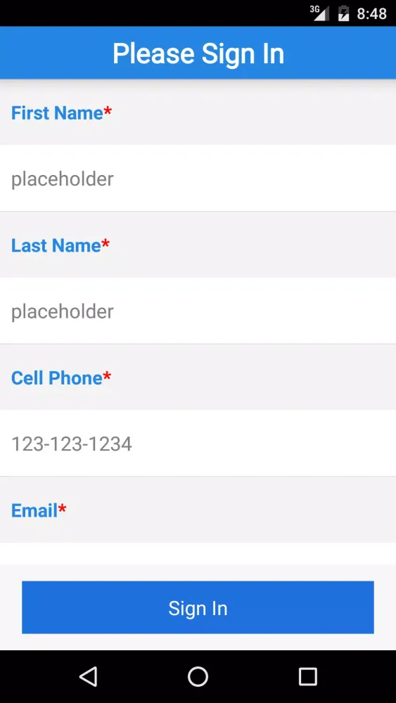 Sign In Forms Screenshots