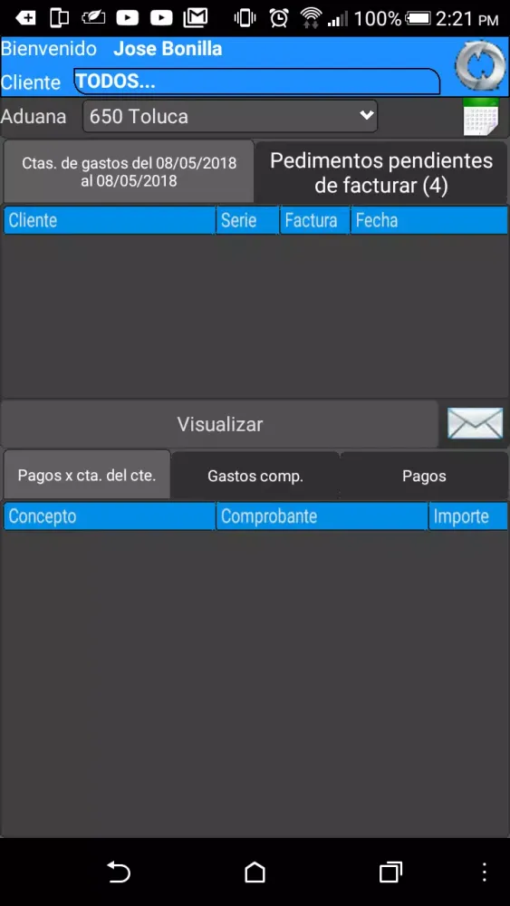 Captures d'écran de Consulta pedimentos SIPED