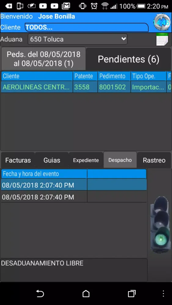 Captures d'écran de Consulta pedimentos SIPED