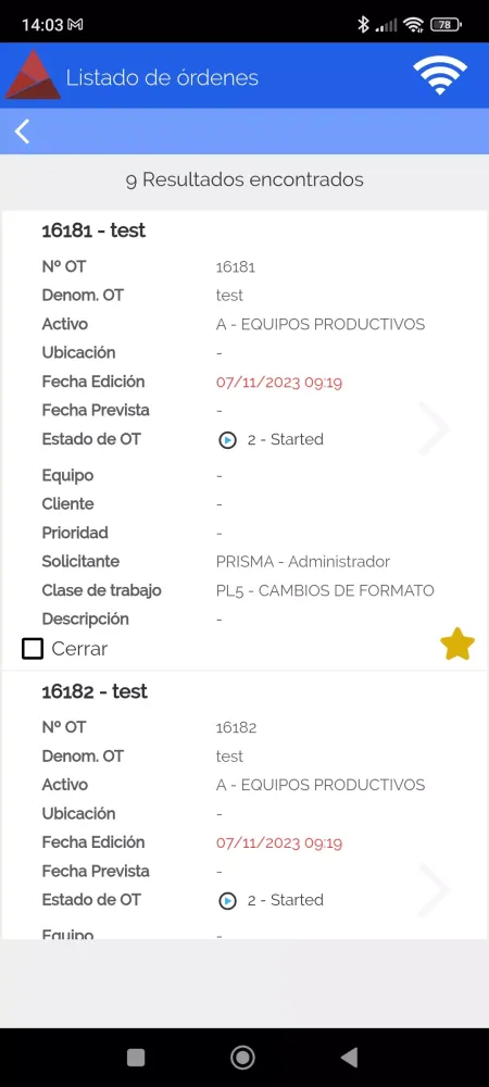 Zrzuty ekranu Prisma Mobile Maintenance