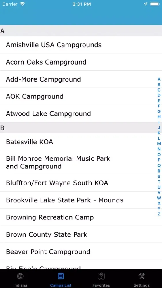 Indiana – Campgrounds RV Parks سکرین شاٹس