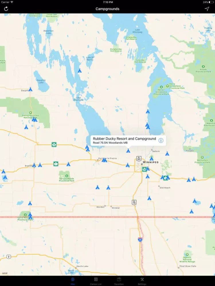 Manitoba – Campgrounds & RV Parks iPad  Screenshots