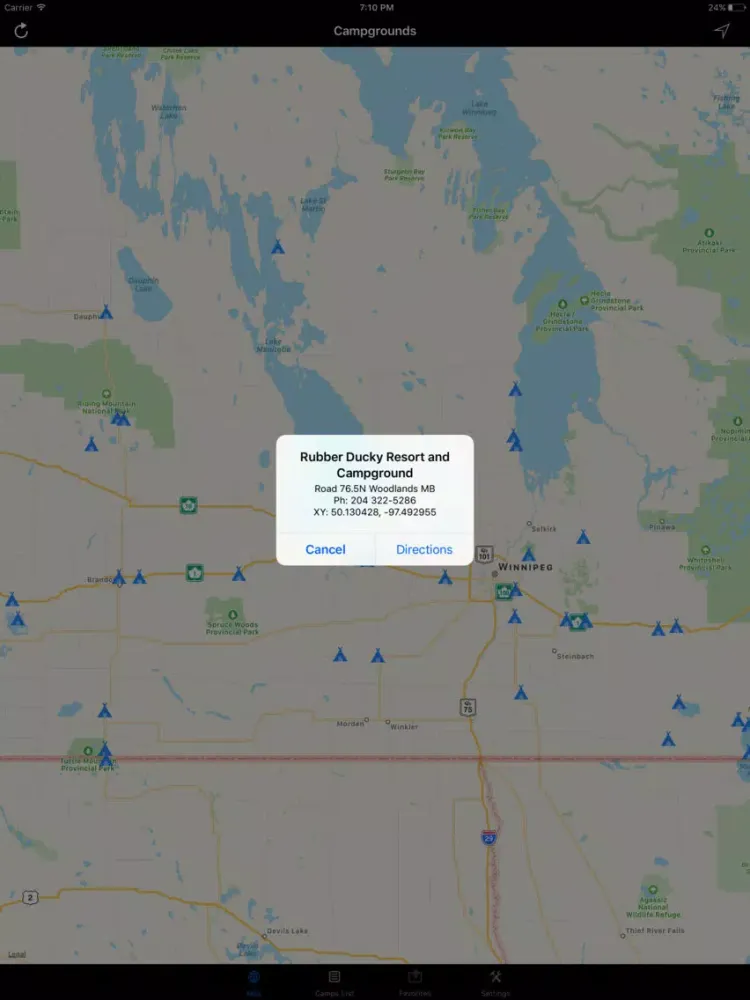 Manitoba – Campgrounds & RV Parks iPad  Screenshots
