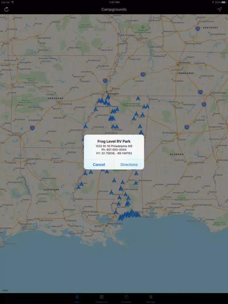 Mississippi – Campgrounds & RV Parks iPad  Ekran Görüntüleri