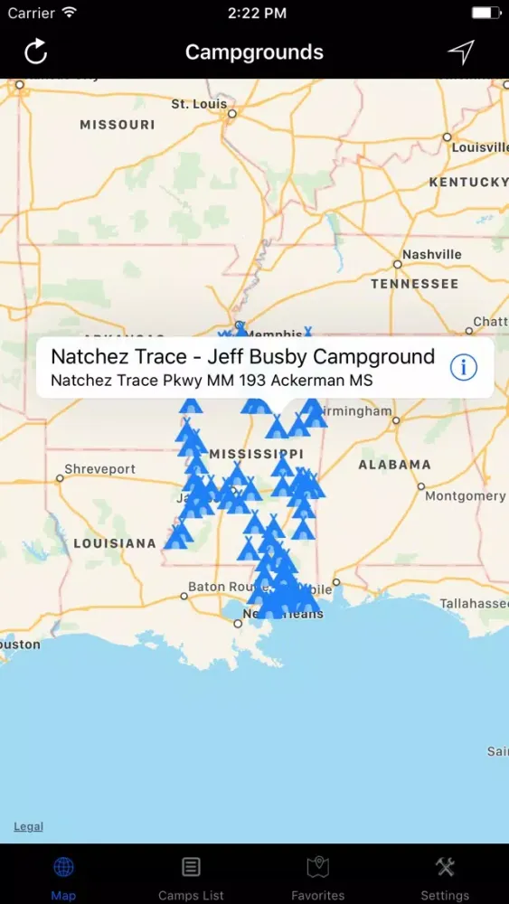 Mississippi – Campgrounds & RV Parks Ekran Görüntüleri