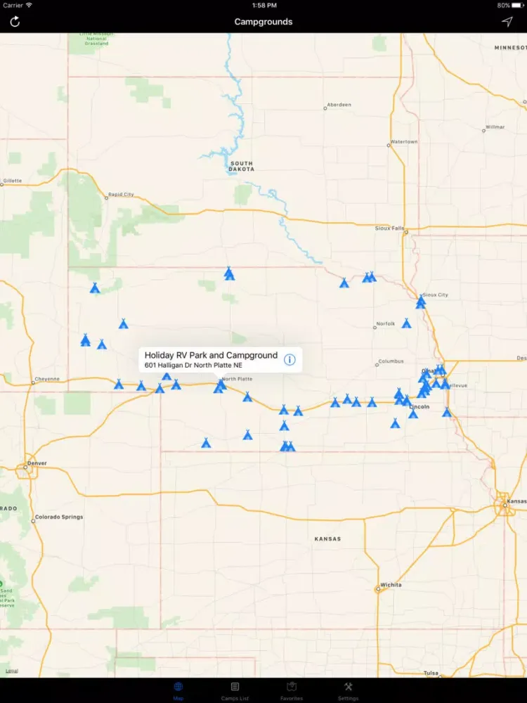 Nebraska – Campgrounds & RV Parks iPad  スクリーンショット