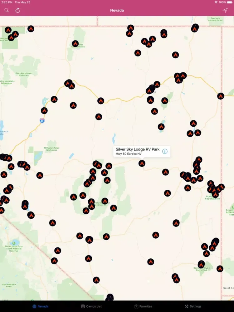 ภาพหน้าจอของ Nevada – Campgrounds, RV Parks iPad 