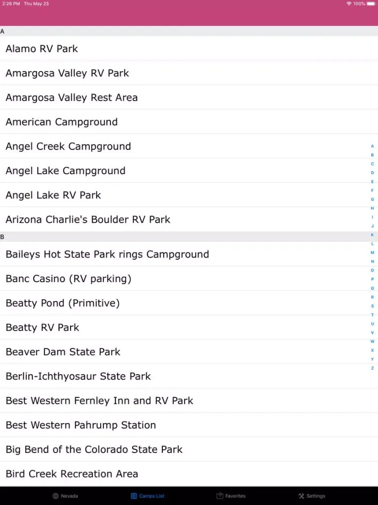 ภาพหน้าจอของ Nevada – Campgrounds, RV Parks iPad 