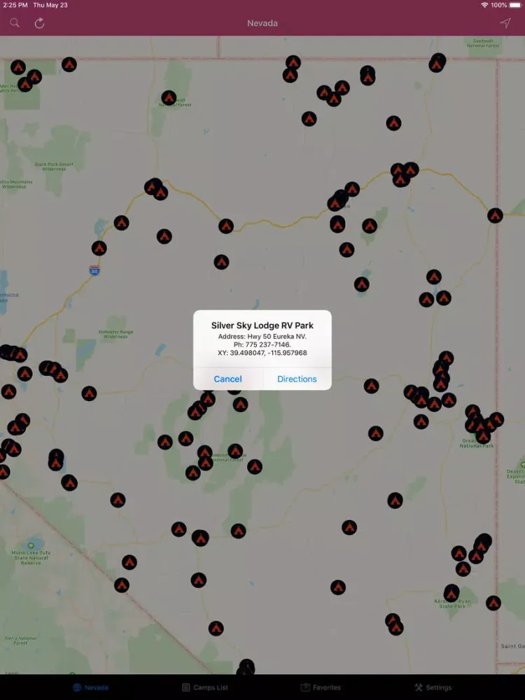 ภาพหน้าจอของ Nevada – Campgrounds, RV Parks iPad 